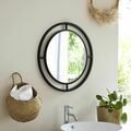Uniquewise Decorative Round Shaped with Circle Ring Frame Black Metal Wall Mounted Modern Mirror QI004578